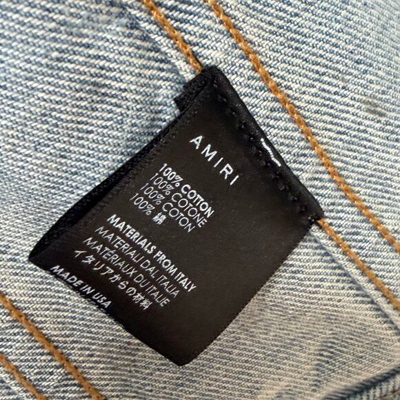 AMIRI: Men's Floral Leaf Trucker Denim Jacket - M - Picture 4 of 8